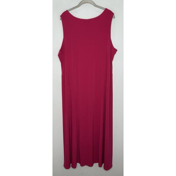 Susan Graver Women’s Liquid Knit Hot Pink Sleeveless Maxi Midi Dress Plus Sz 2X - Picture 5 of 5